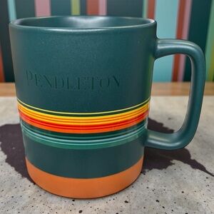 PENDLETON GREEN STRIPE 18OZ CERAMIC COFFEE MUG